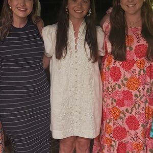 Elliana Barong Mini Dress - Ivory Embroidered Linen